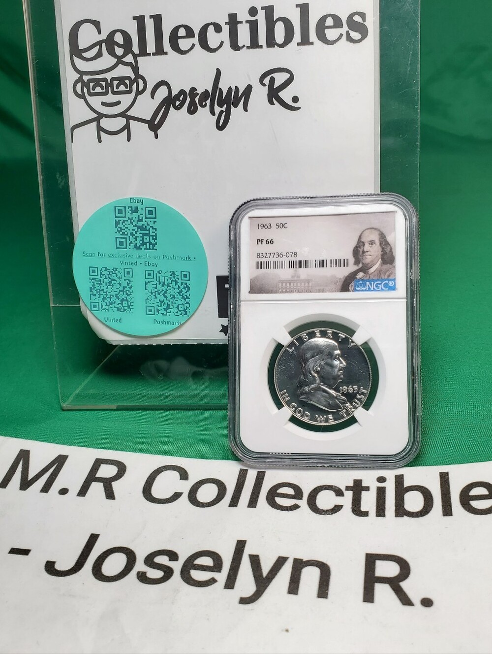 1963 NGC Pf66 Proof Franklin Half Dollar 50c 90% Silver Portrait Label